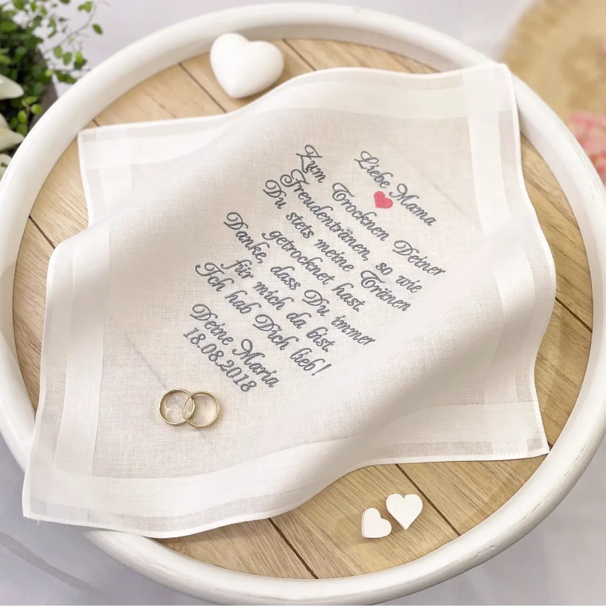 Besticktes Taschentuch Brautmama, Produktbild 7, MAZUnikate - traumhafte Stickereien